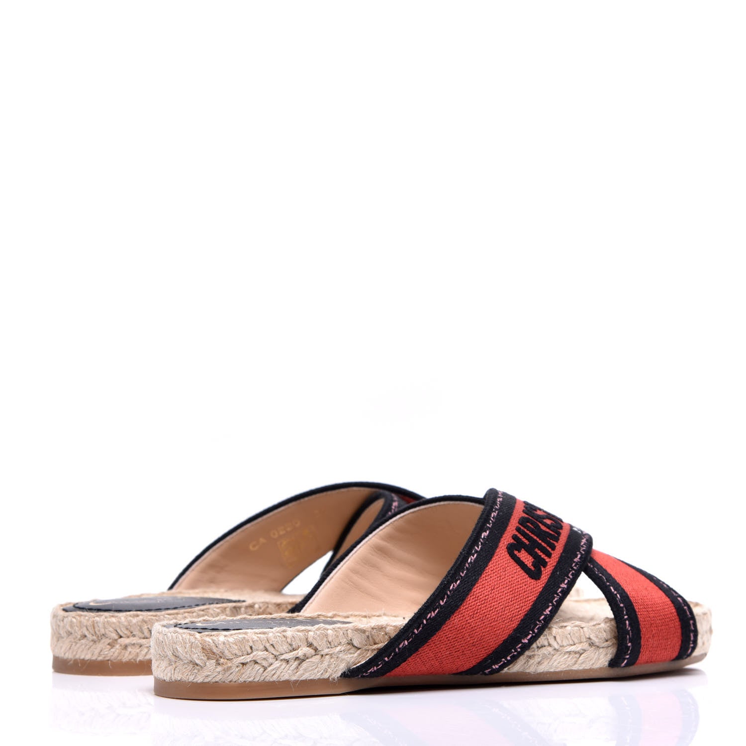 Christian Dior Canvas Embroidered Granville Espadrille Crisscross Flat Slide Sandals 37 Spicy Red 4 of 9