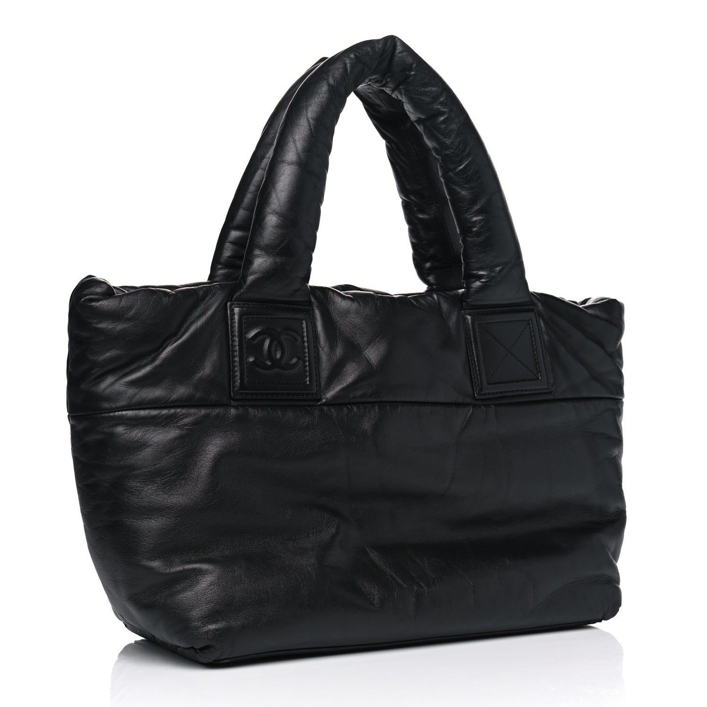 Lambskin Quilted Small Coco Cocoon Reversible Tote Black
