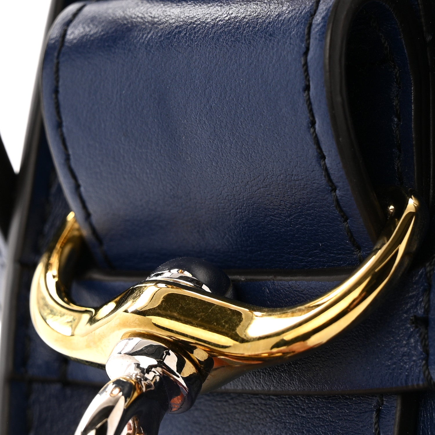 Chloe Shiny Calfskin Crocodile Embossed Small Tess Bag Blue Brown 14 of 14