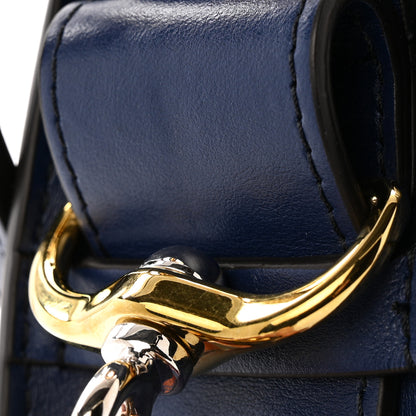 Chloe Shiny Calfskin Crocodile Embossed Small Tess Bag Blue Brown 14 of 14
