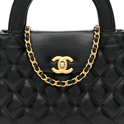 Chanel Shiny Aged Calfskin Quilted Nano Kelly Shopper Black Black 8 of 15