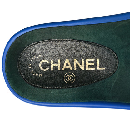 Chanel Canvas Chain Flat Sandals 36 Bright Blue 8 of 8