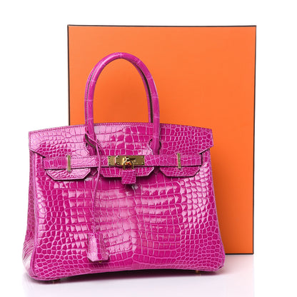 Hermes Shiny Porosus Crocodile Birkin 30 Rose Scheherazade 30 of 30