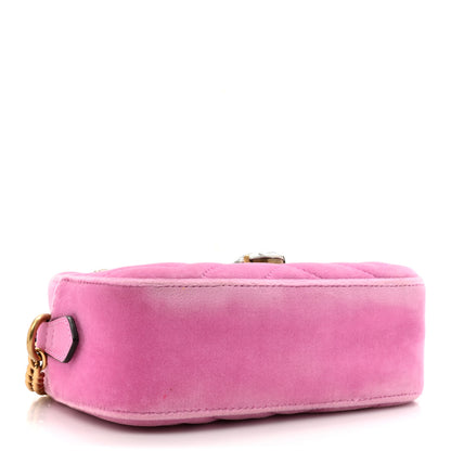 Gucci Velvet Matelasse Marquise Crystals Mini GG Marmont Chain Shoulder Bag Malva 4 of 10