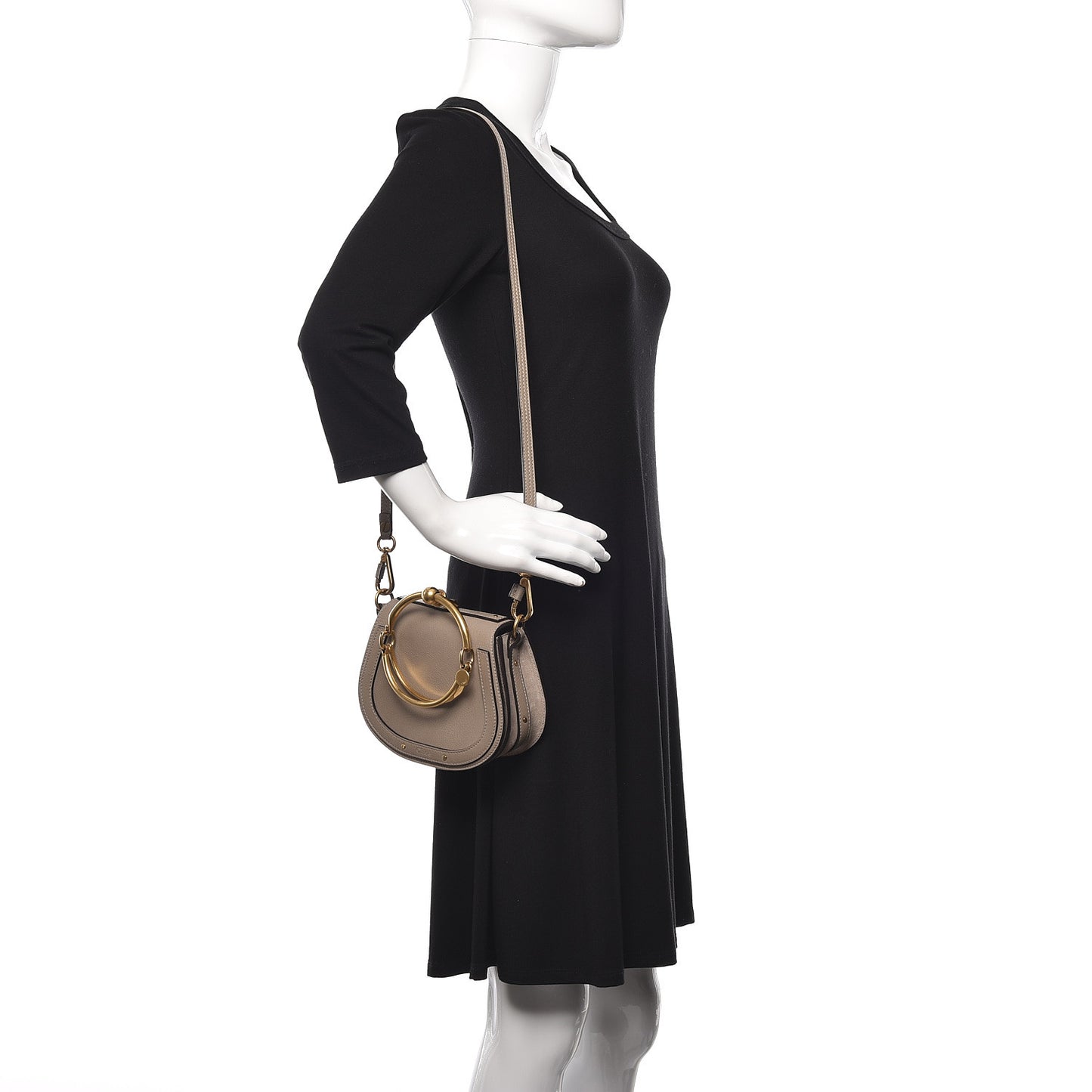 Calfskin Suede Small Nile Bracelet Bag Motty Grey