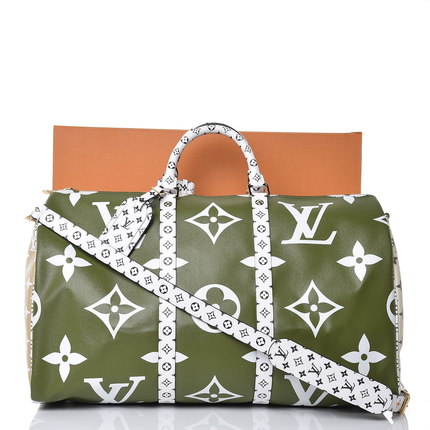 Louis Vuitton Monogram Giant Keepall Bandouliere 50 Kaki Beige 7 of 7