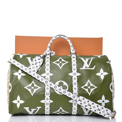Louis Vuitton Monogram Giant Keepall Bandouliere 50 Kaki Beige 7 of 7