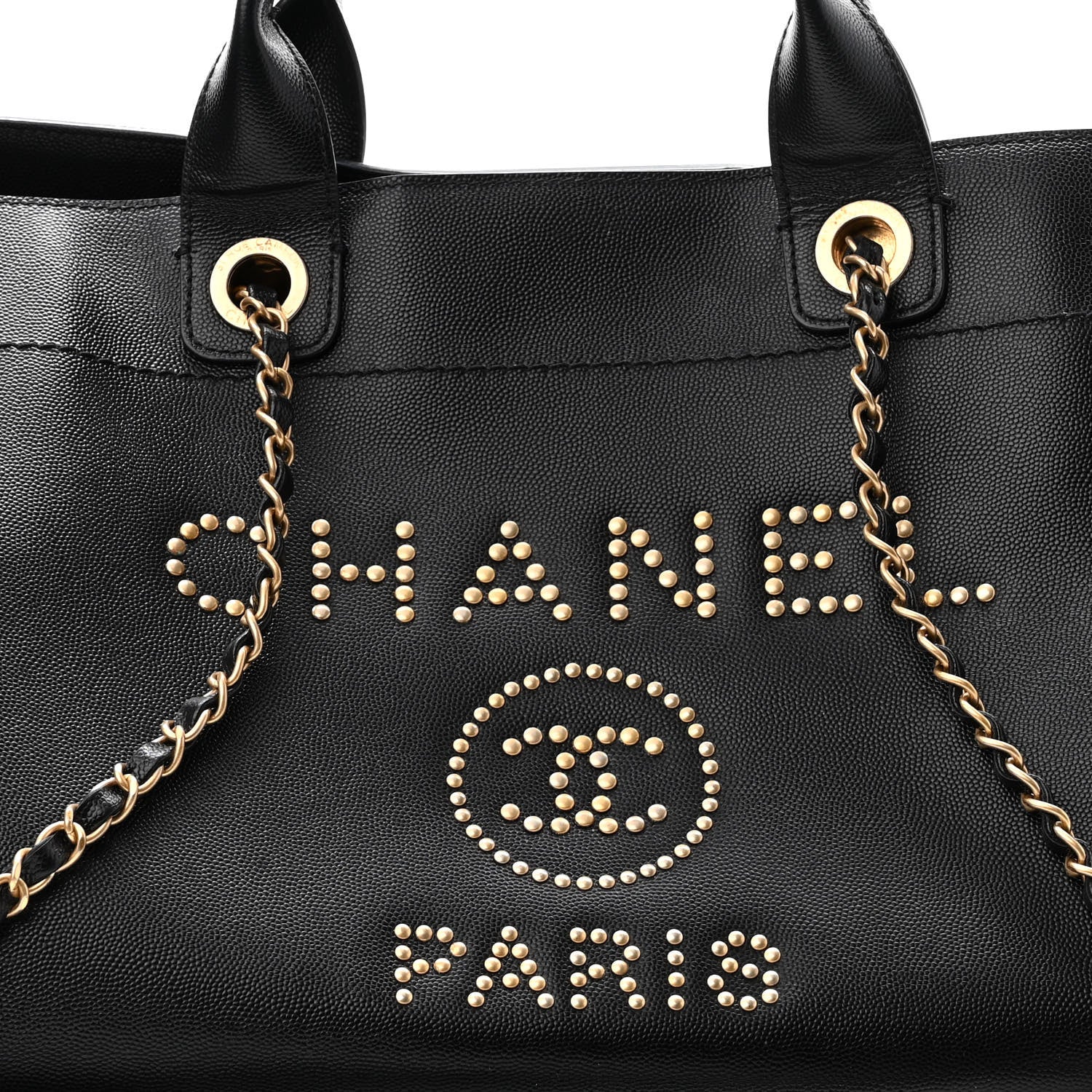 Chanel Caviar Medium Studded Deauville Tote Black 8 of 10