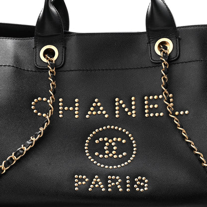 Chanel Caviar Medium Studded Deauville Tote Black 8 of 10