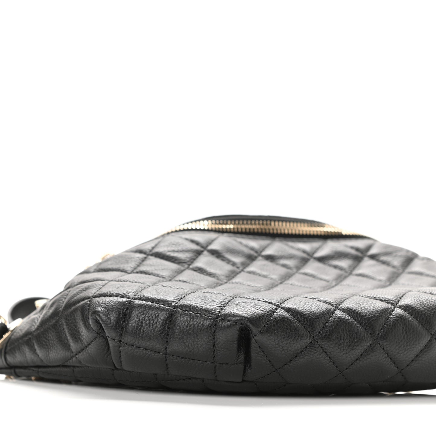 Calfskin Quilted Banane Waist Bag Fanny Pack Black