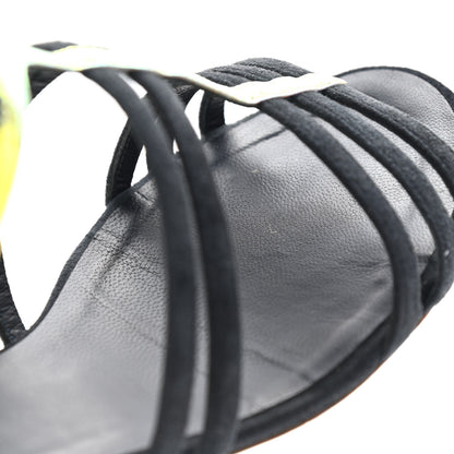 Chanel Suede Iridescent Patent Caged Sandals 38 Navy Blue 9 of 11