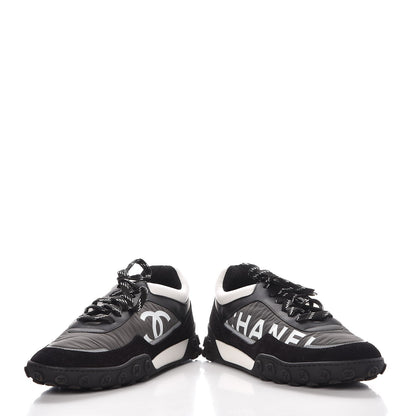 Chanel Nylon Calfskin Suede CC Sneakers 40 Grey Black White 19 of 24