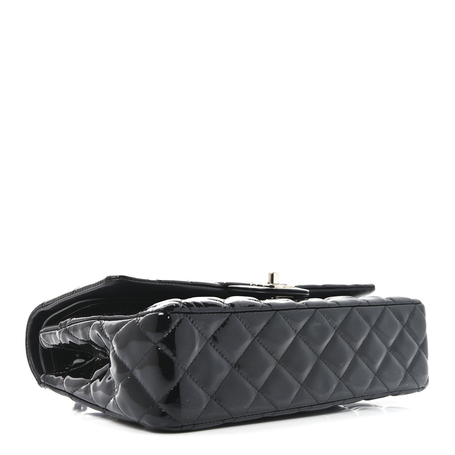Patent Quilted Medium Double Flap Black