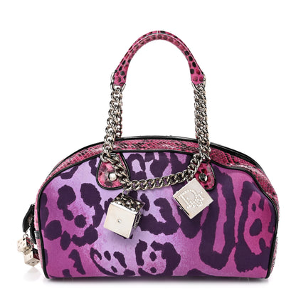 Christian Dior Snakeskin Leopard Gambler Dice Bowler Pink 1 of 13