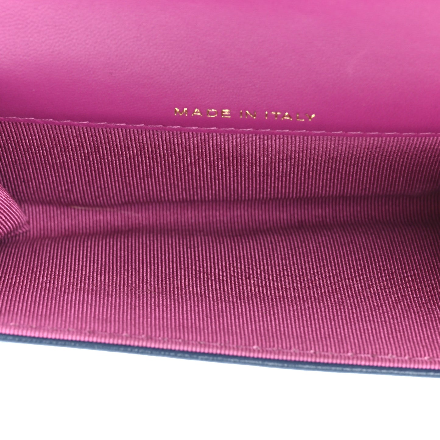 Lambskin Quilted Flap Card Holder Wallet Blue Pink