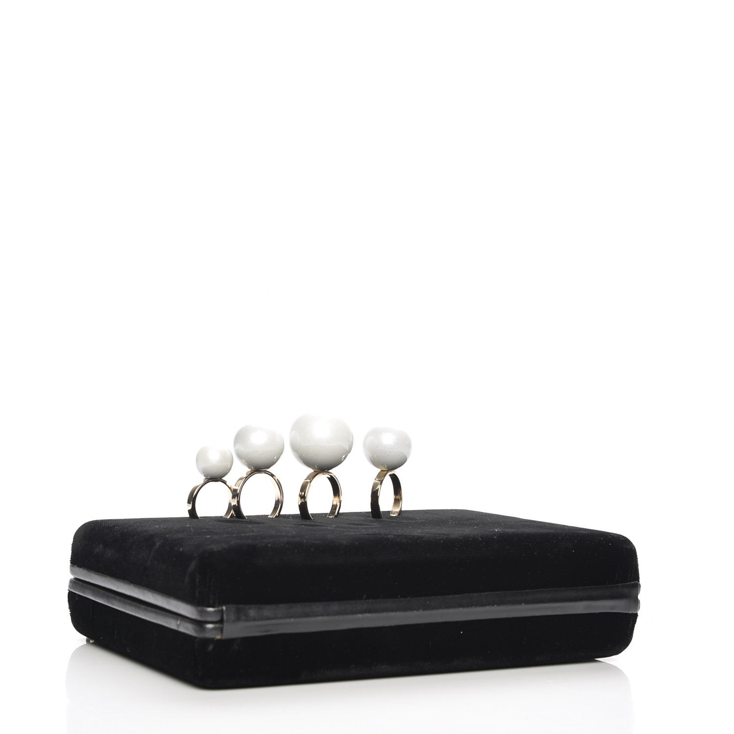 Stella McCartney Velvet Pearl Knuckle Clutch Black 4 of 8