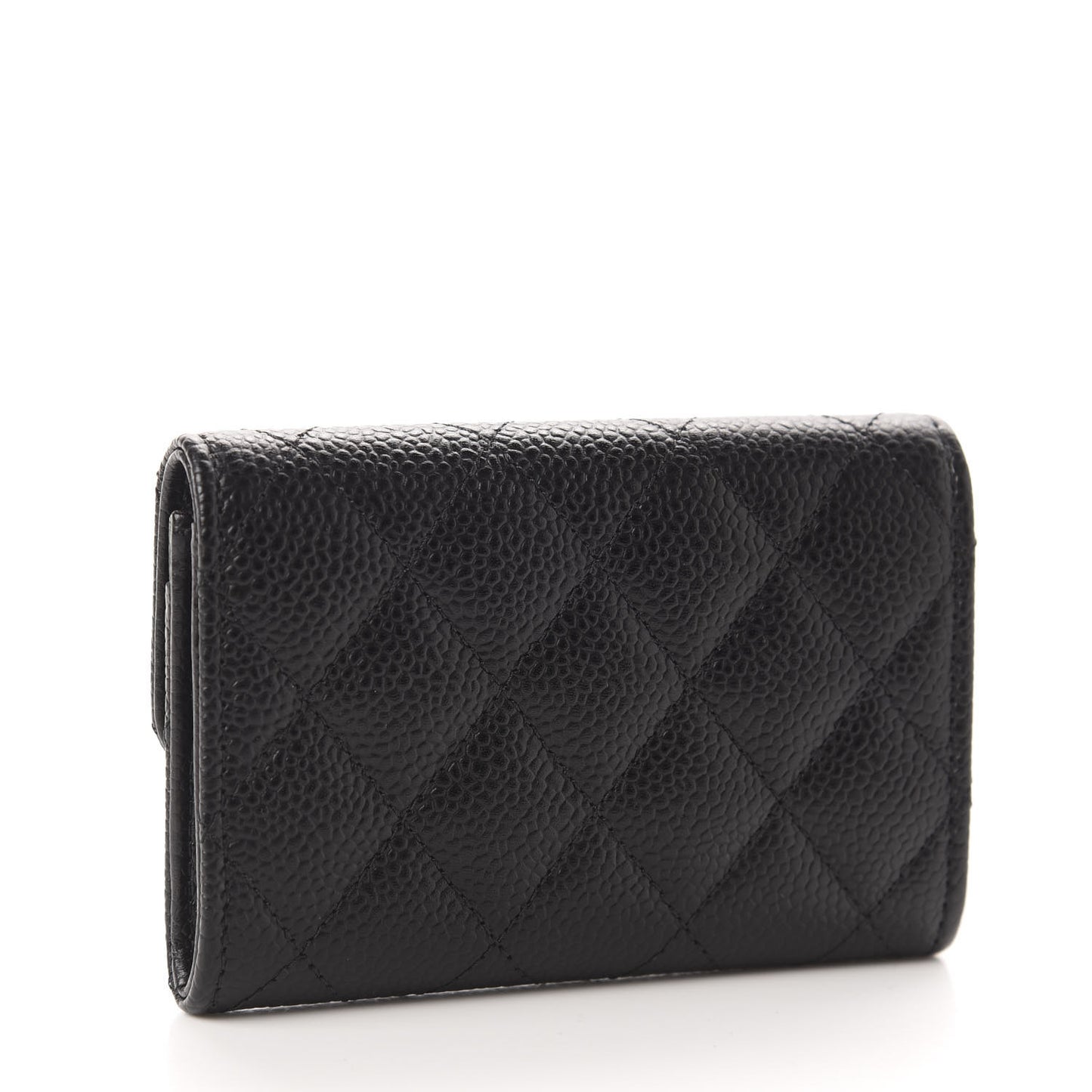 Caviar Quilted Flap Card Holder Black