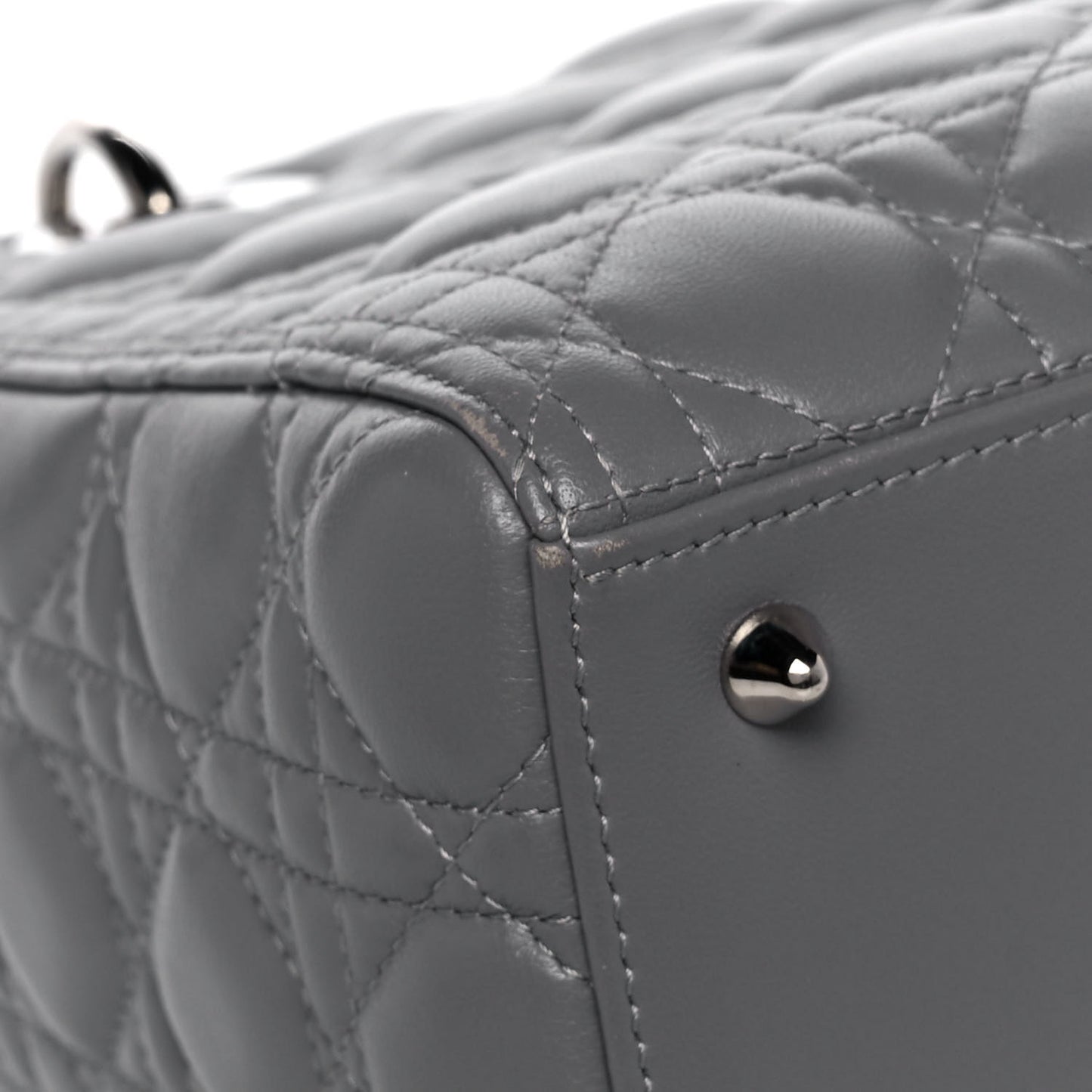 Lambskin Cannage Medium Lady Dior Crystal Strap Grey