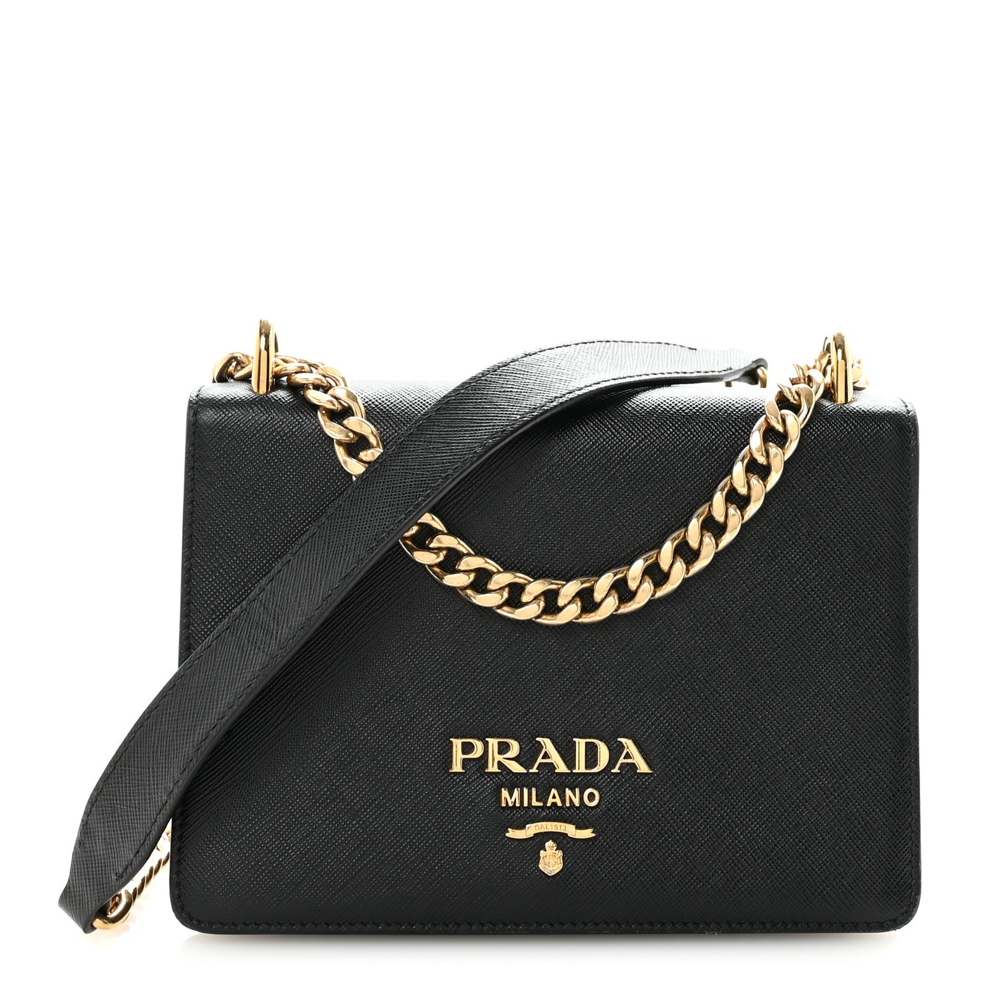Saffiano Chain Shoulder Bag Black