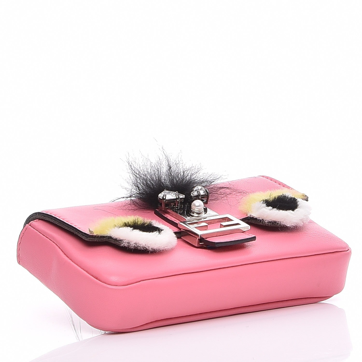 Fendi Nappa Rabbit Fox Fur Micro Buggie Baguette Rosa Fluo Multicolor 4 of 13