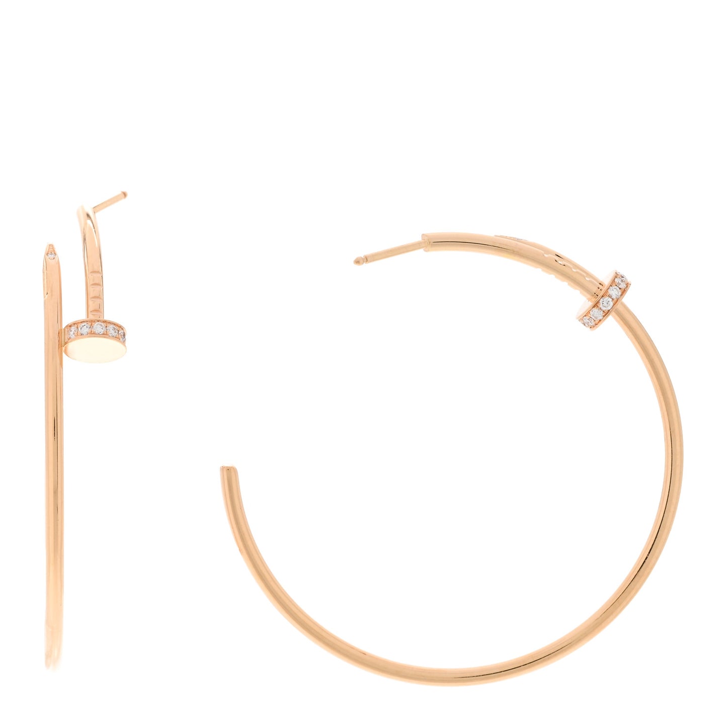 18K Pink Gold Diamond Juste Un Clou Hoop Earrings