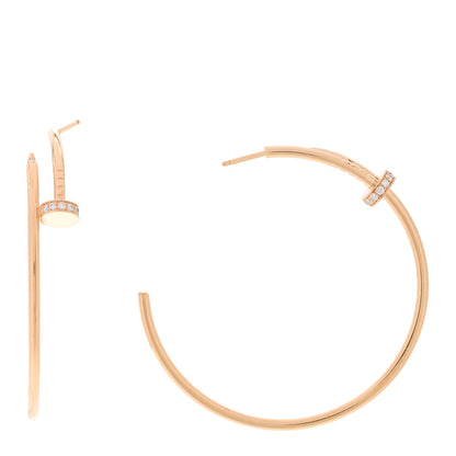Cartier 18K Pink Gold Diamond Juste Un Clou Hoop Earrings 1 of 6