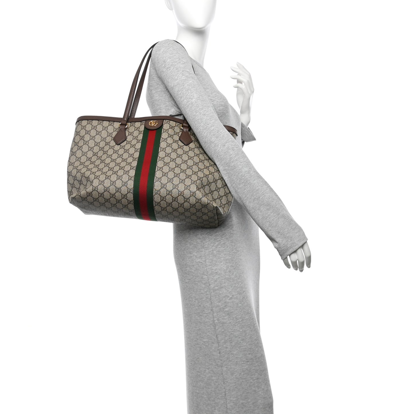 GG Supreme Monogram Medium Ophidia Shopping Tote Brown