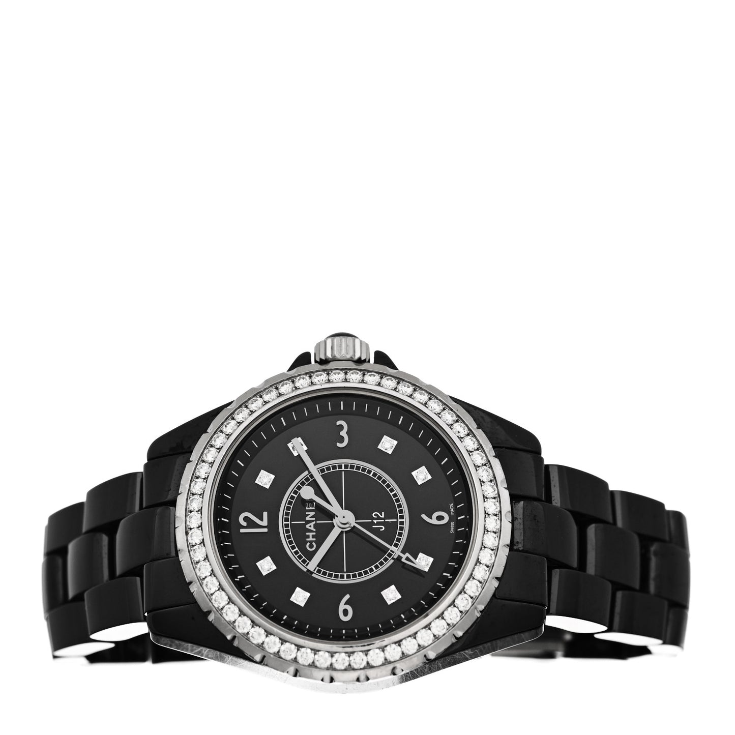 Stainless Steel Ceramic Diamond Bezel 33mm J12 Quartz Watch Black