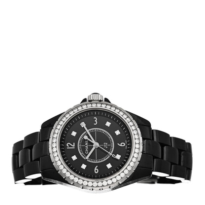 Chanel Stainless Steel Ceramic Diamond Bezel 33mm J12 Quartz Watch Black 2 of 5
