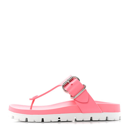 Prada EVA Rubber Buckled Lug Sole 20mm Thong Sandals 40 Begonia 1 of 9