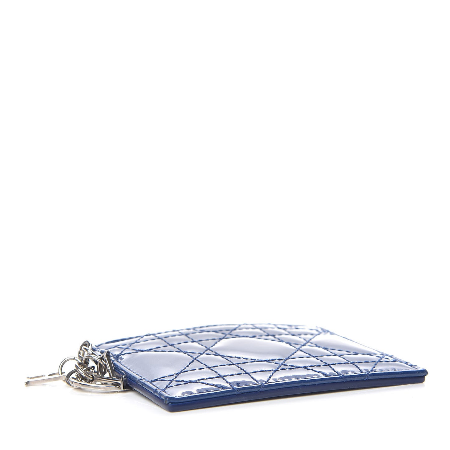 Patent Cannage Lady Dior Card Holder Blue