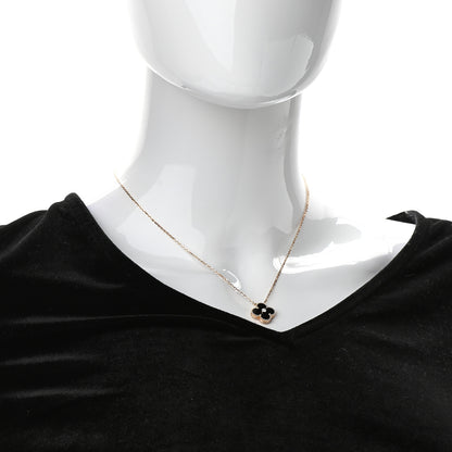 Van Cleef & Arpels 18K Rose Gold Diamond Black Onyx Vintage Alhambra Pendant Necklace 2 of 8