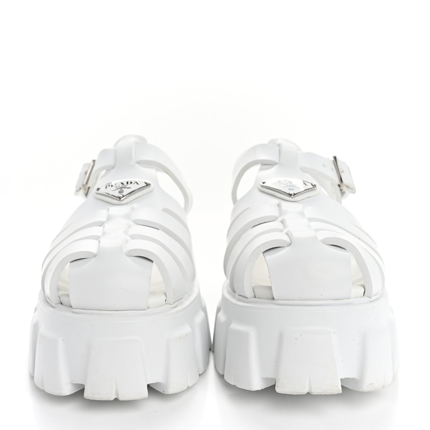 Foam Rubber Metal Triangle Logo Monolith 55mm Cage Sandals 40 White