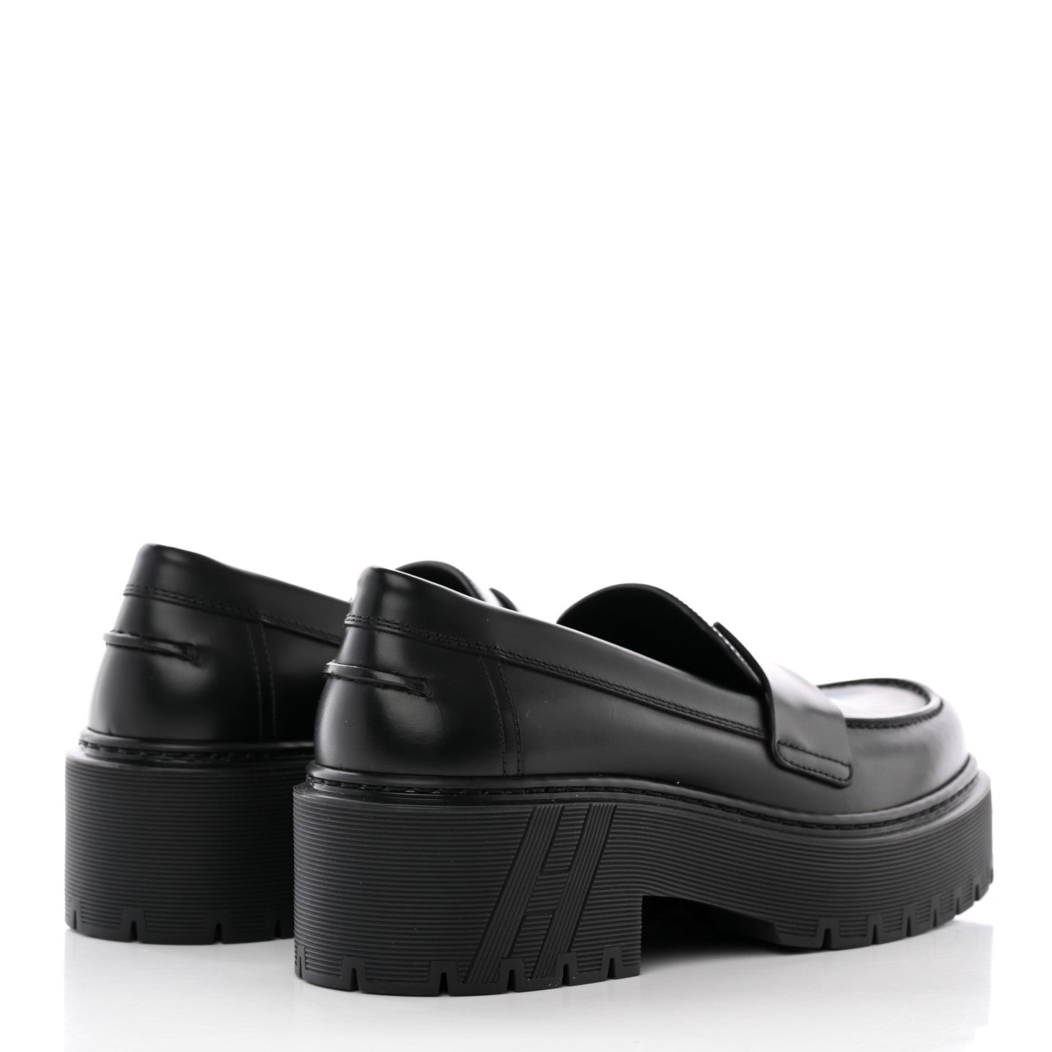 Hermes Glazed Calfskin Womens Hitch Loafers 35 Black 4 of 15