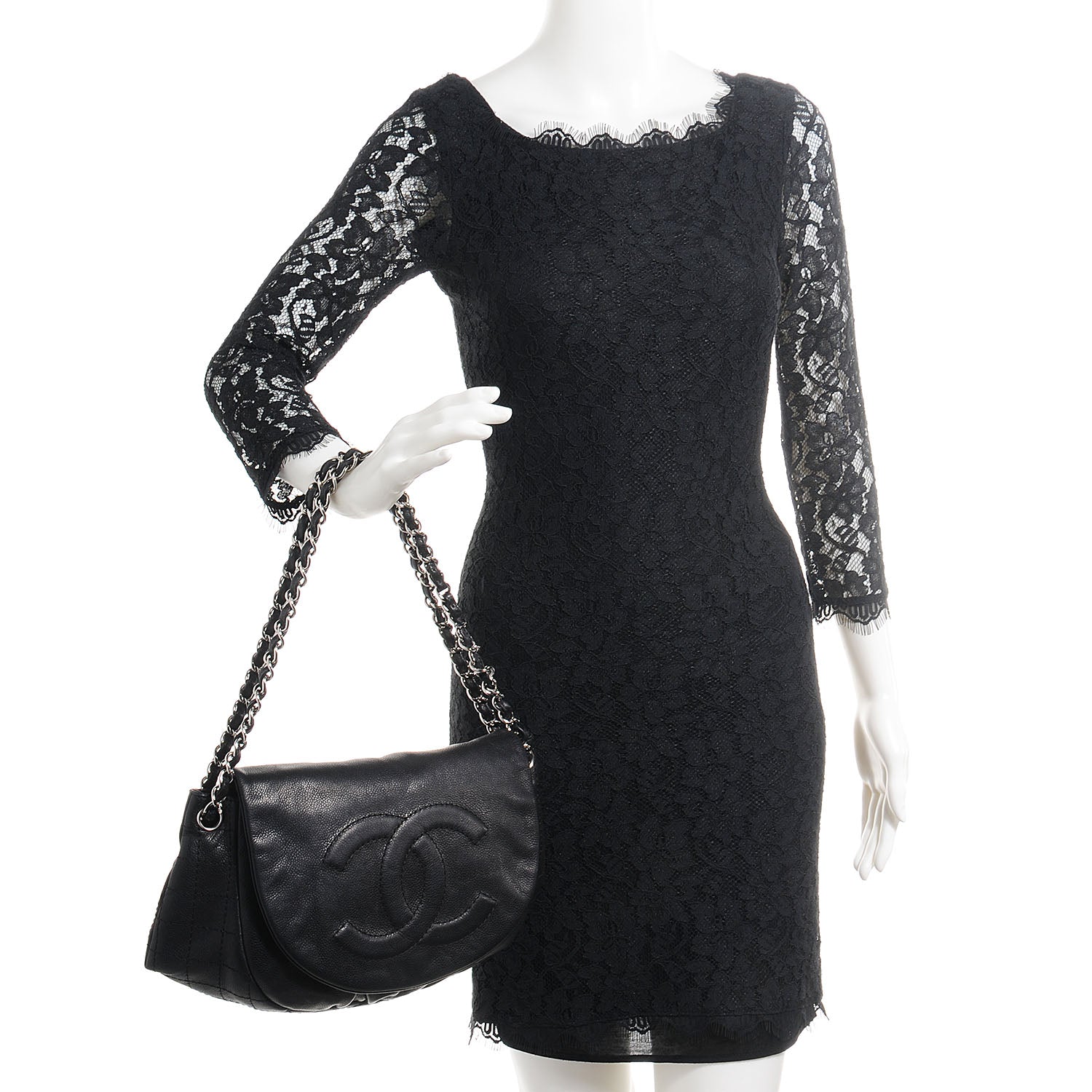 Chanel Caviar Half Moon Large Flap Black 2 of 7