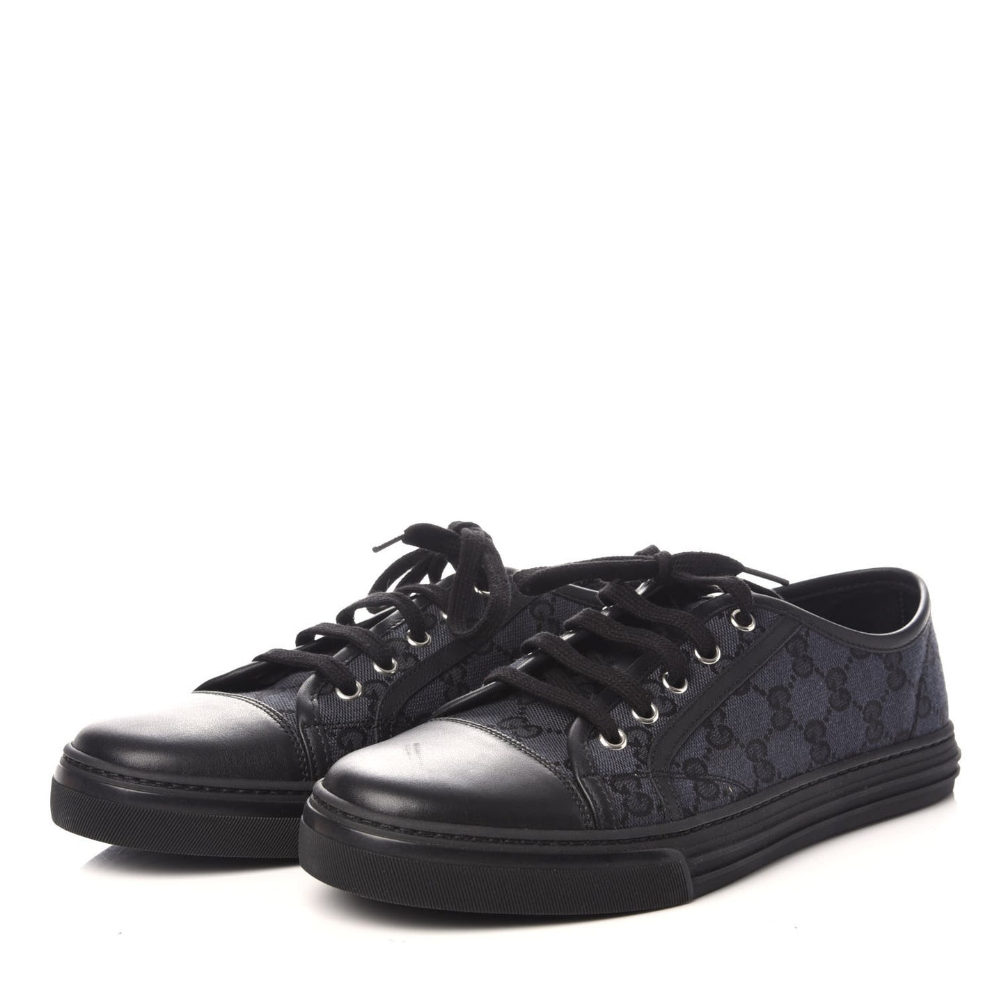GG Monogram Calfskin Womens Low Top Sneakers 41 Piombo Black