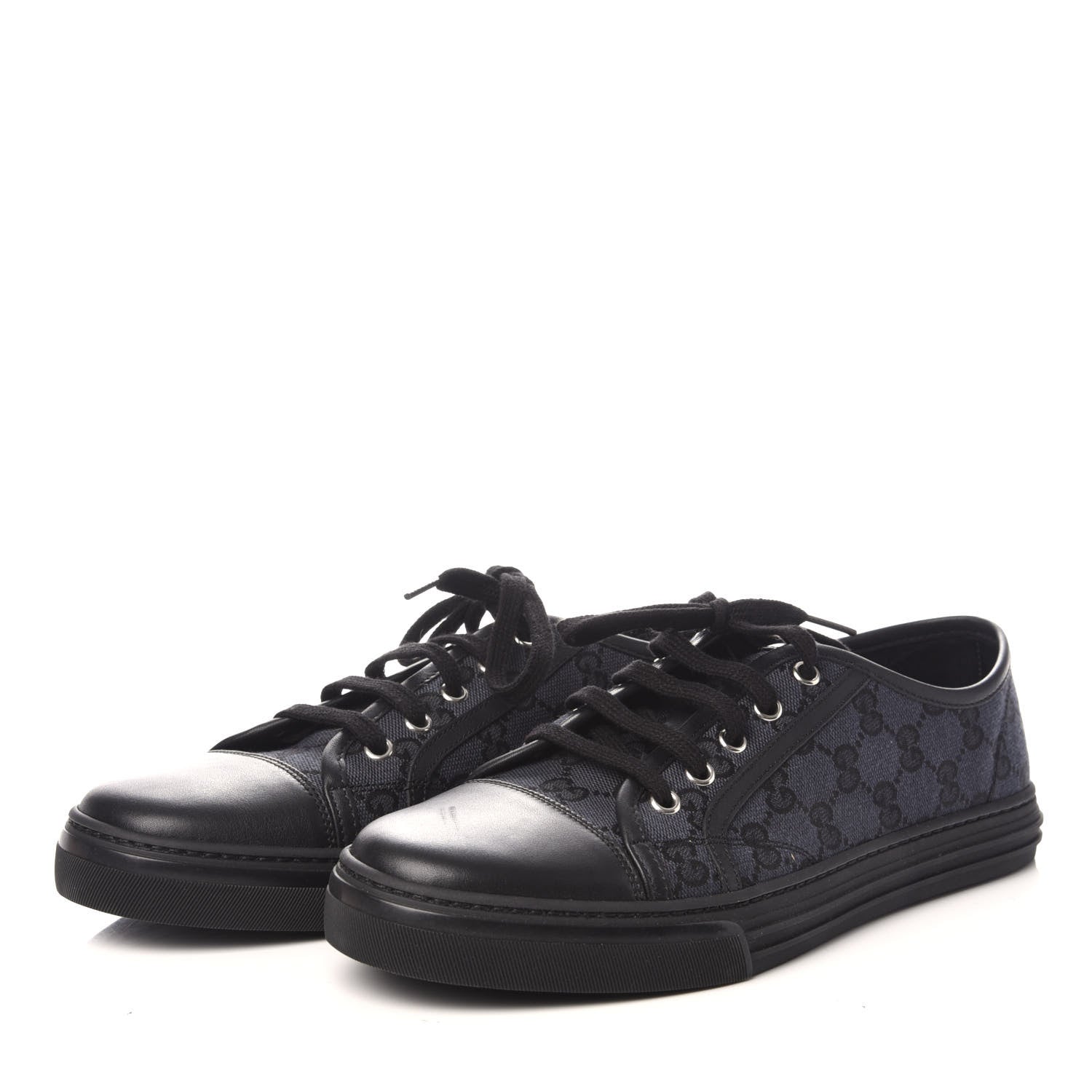 Gucci GG Monogram Calfskin Womens Low Top Sneakers 41 Piombo Black 3 of 7