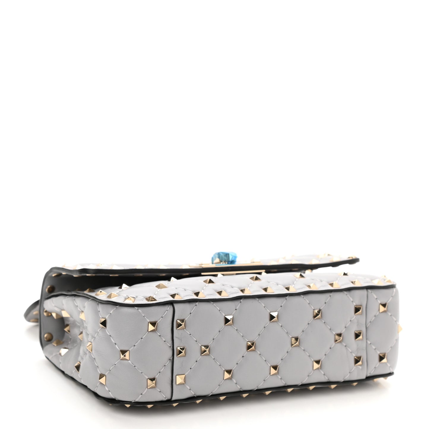 Lambskin Small Rockstud Spike Shoulder Bag Pastel Grey