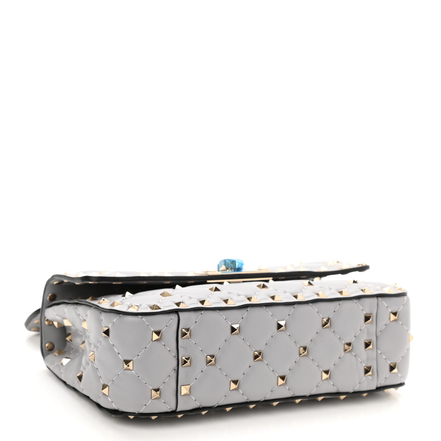 Valentino Garavani Lambskin Small Rockstud Spike Shoulder Bag Pastel Grey 4 of 7