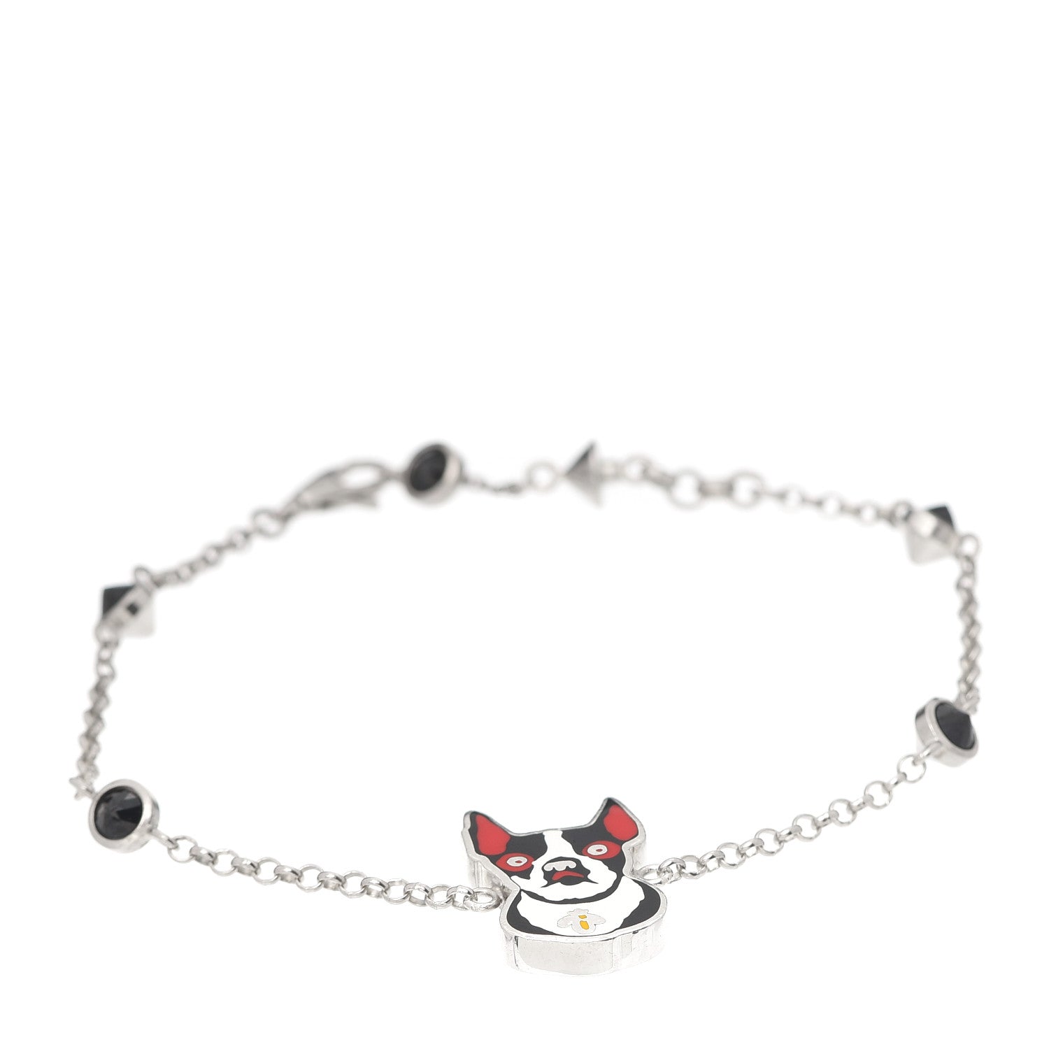 Gucci Sterling Silver Black Spinel Enamel Orso Bracelet 1 of 5