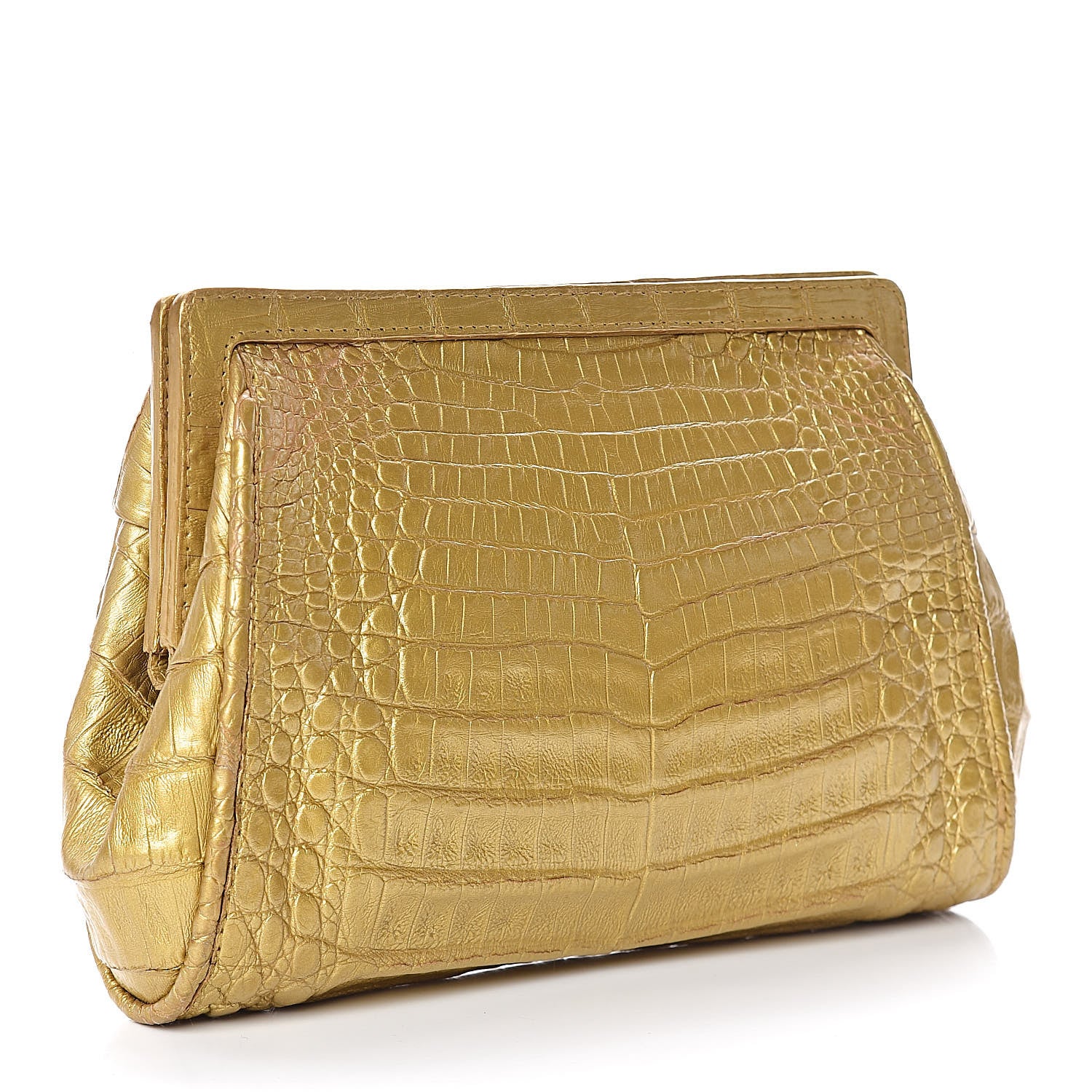 Nancy Gonzalez Crocodile Clutch Gold 3 of 9