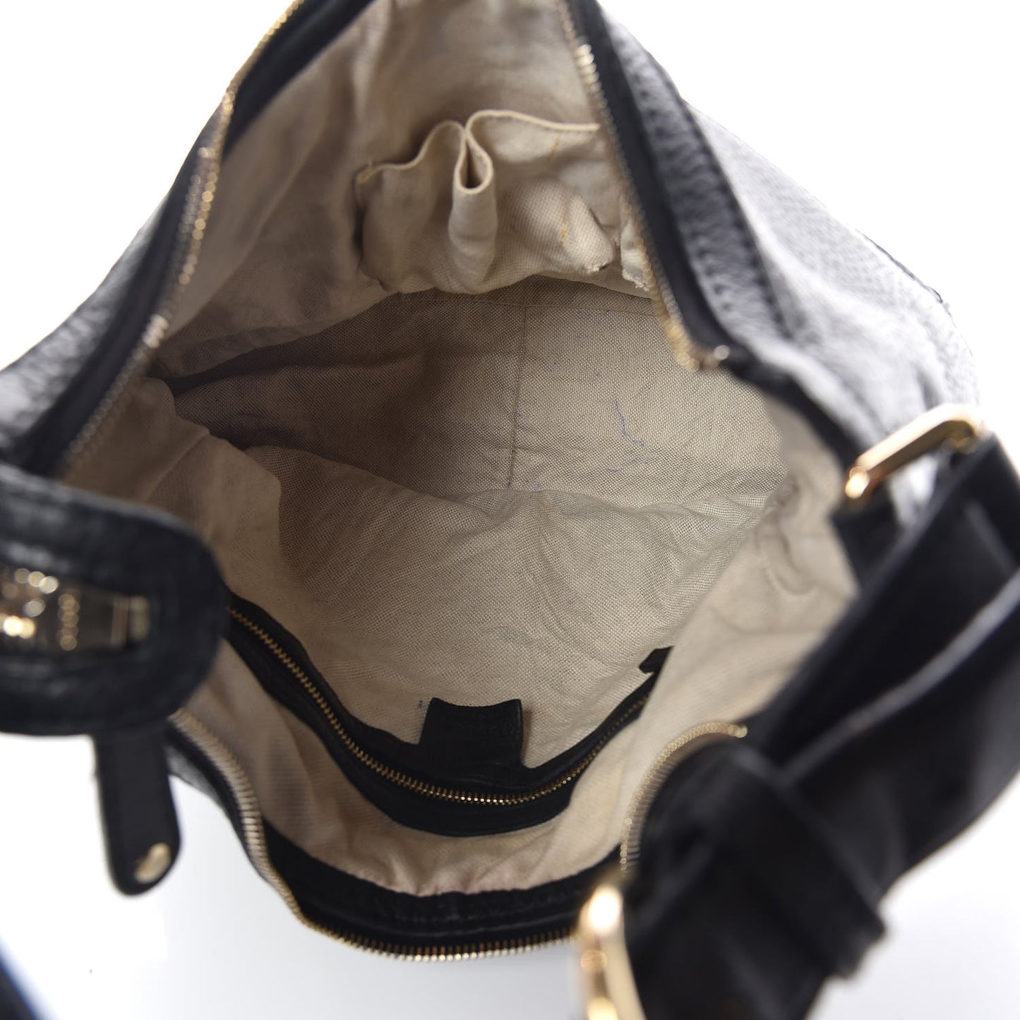 Calfskin Large Horsebit Web Hobo Black