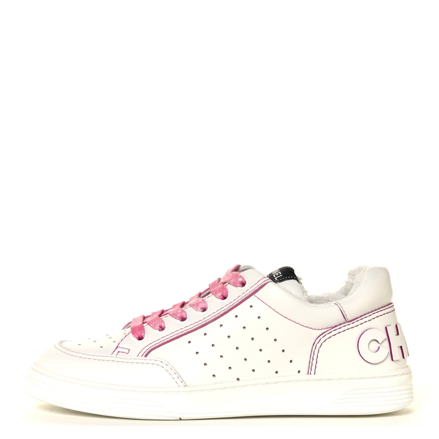 Chanel Calfskin Womens Logo Sneakers 38.5 White Pink 2 of 14