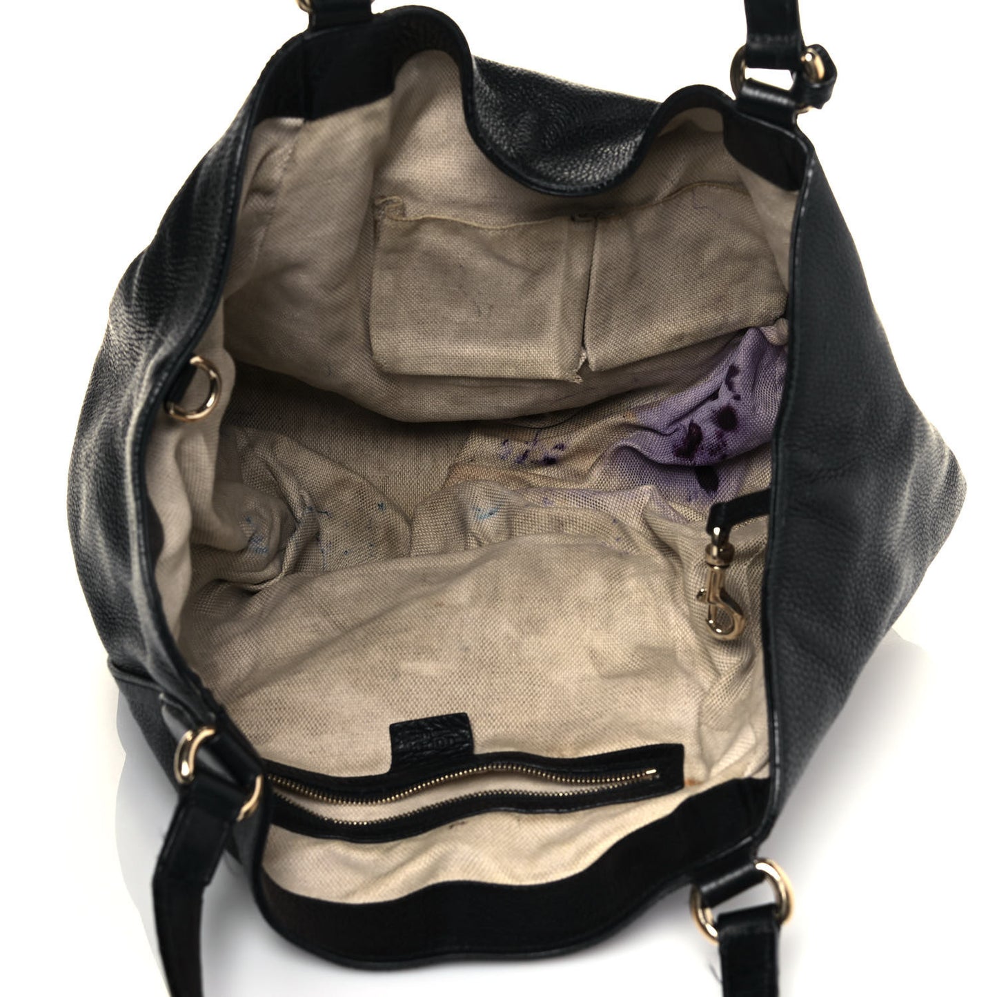 Pebbled Calfskin Medium Soho Shoulder Bag Black