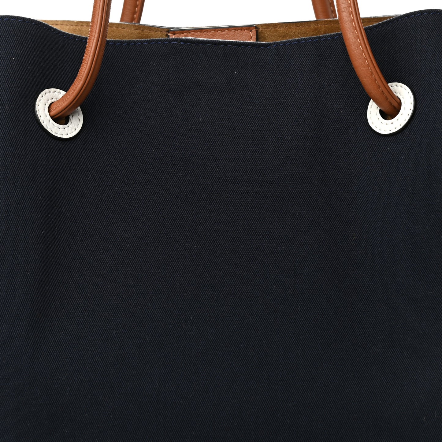 Canvas Calfskin Flamenco Knot Tote Deep Blue Soft White