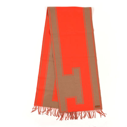 Hermes Cashmere Casaque Clefs de H Muffler Camel Vermillon 2 of 3