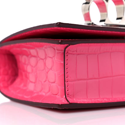 Alexander McQueen Shiny Crocodile Embossed Jeweled Satchel Peony Pink 9 of 10