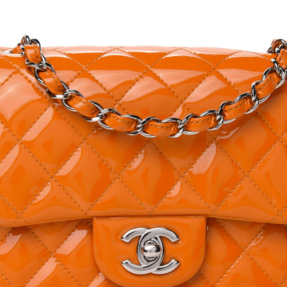 Chanel Patent Quilted Mini Square Flap Orange 10 of 12