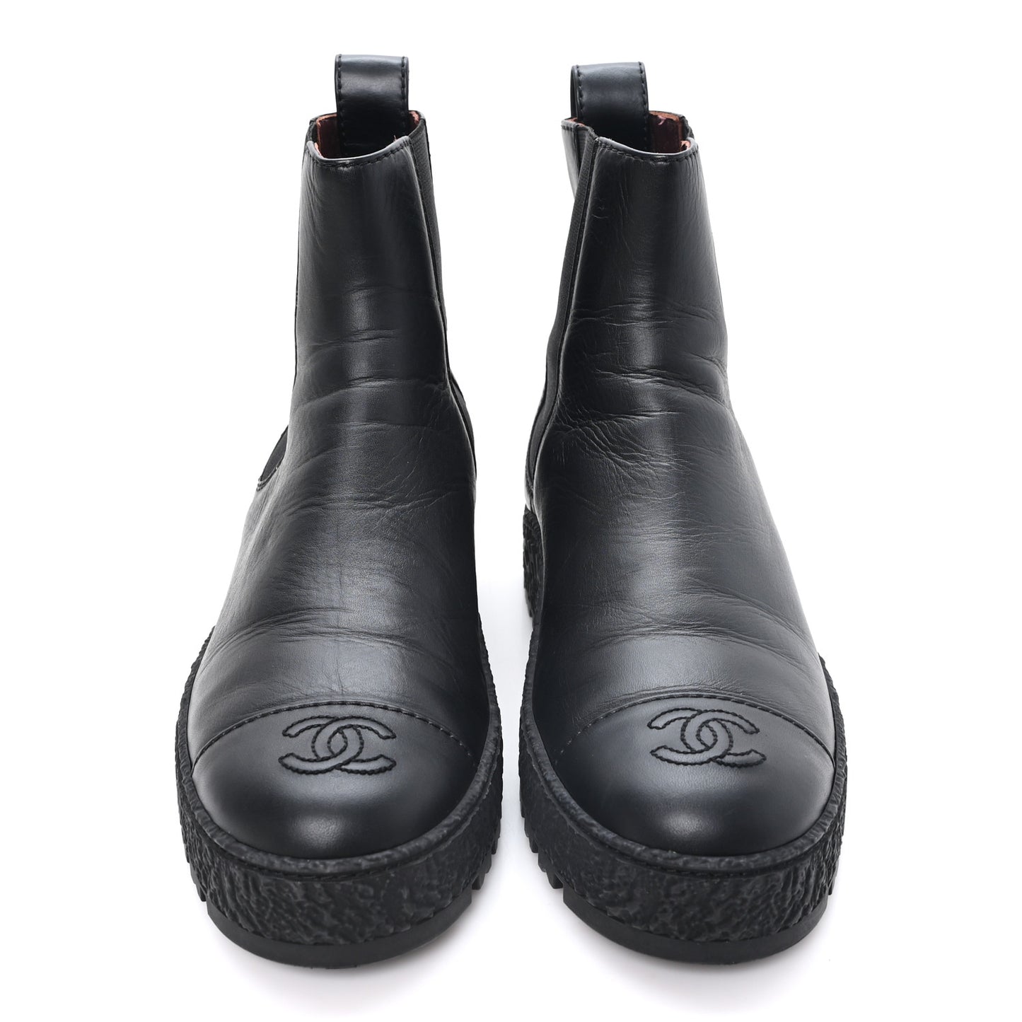Calfskin Cap Toe CC Ankle Boots 39.5 Black