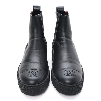 Chanel Calfskin Cap Toe CC Ankle Boots 39.5 Black 3 of 10